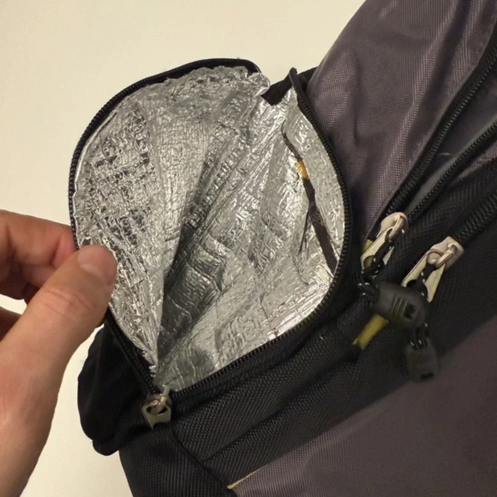 Eddie Bauer‎ Daypack Grey Black Ripstop Nylon Insulated Pocket Backpack Large